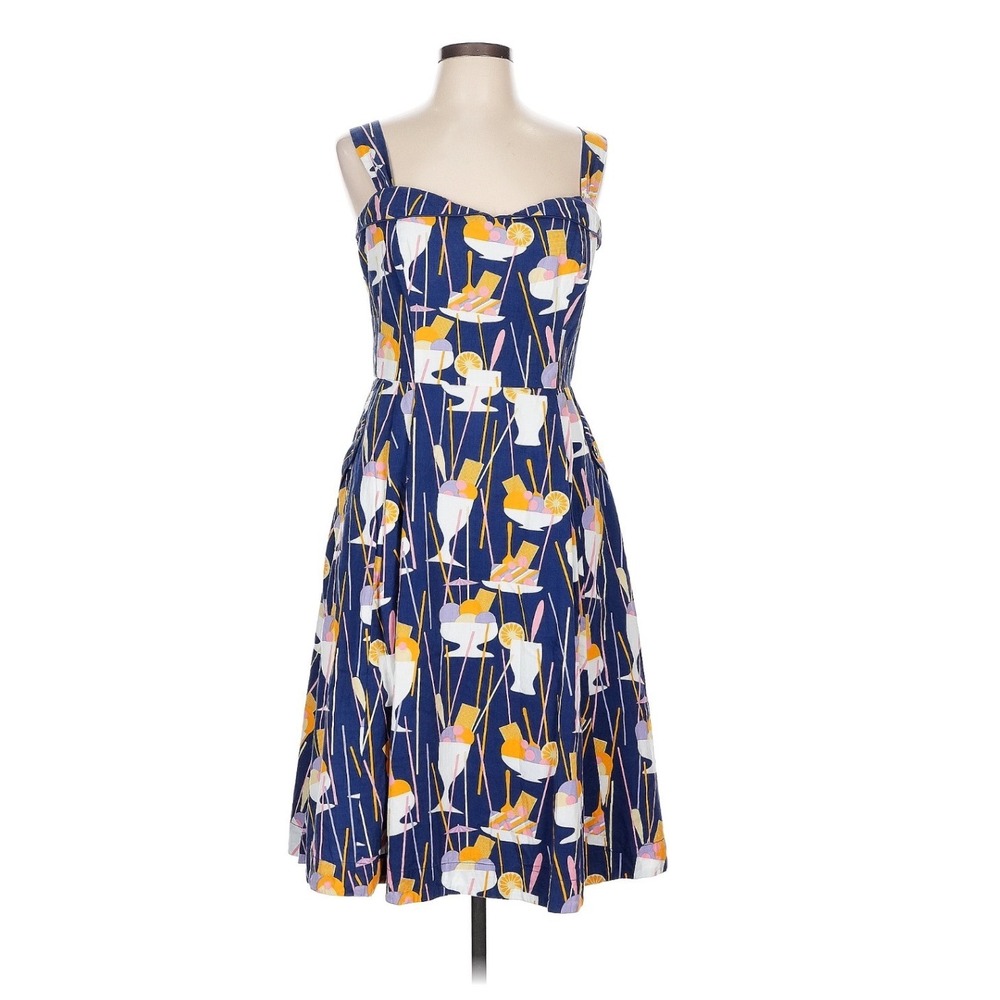 Emily and Fin Ice Cream Sundae Print retro cotton pinup Dress Large